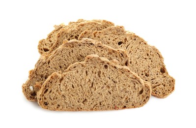 Photo of Slices of freshly baked sourdough bread isolated on white