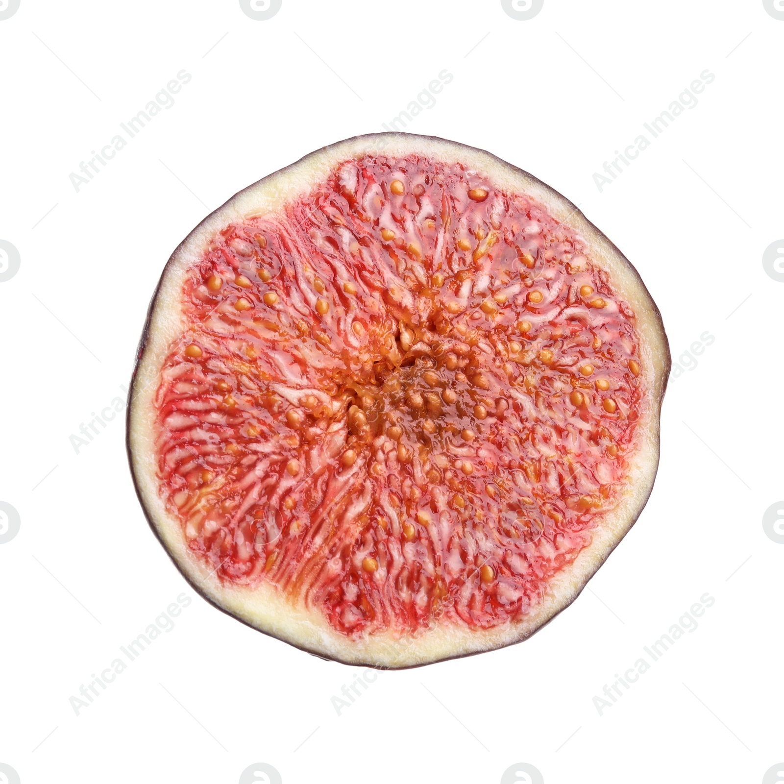 Photo of Half of fresh ripe fig isolated on white