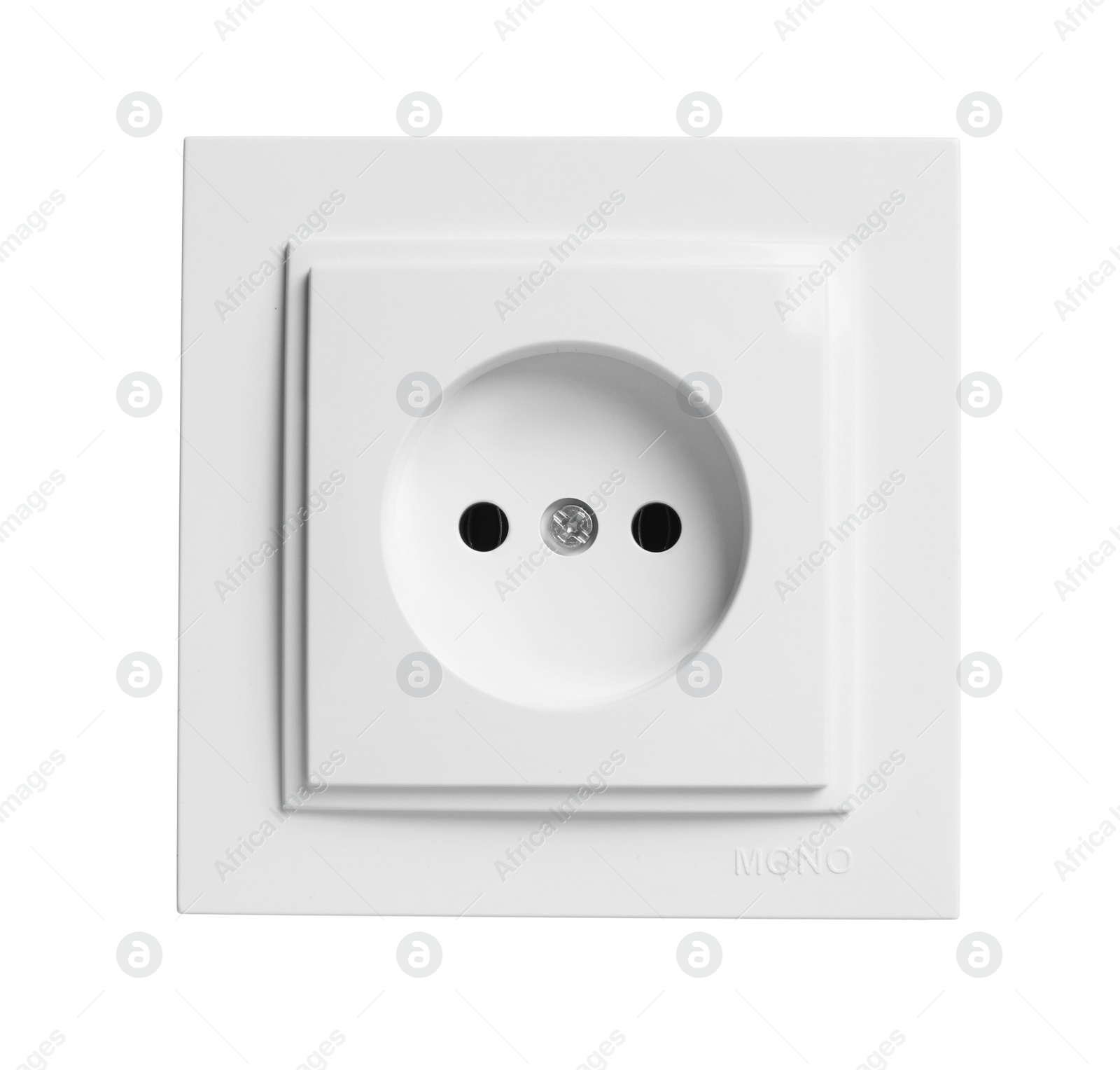 Photo of Single plastic power socket isolated on white