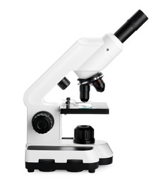 Photo of Modern microscope isolated on white. Medical equipment