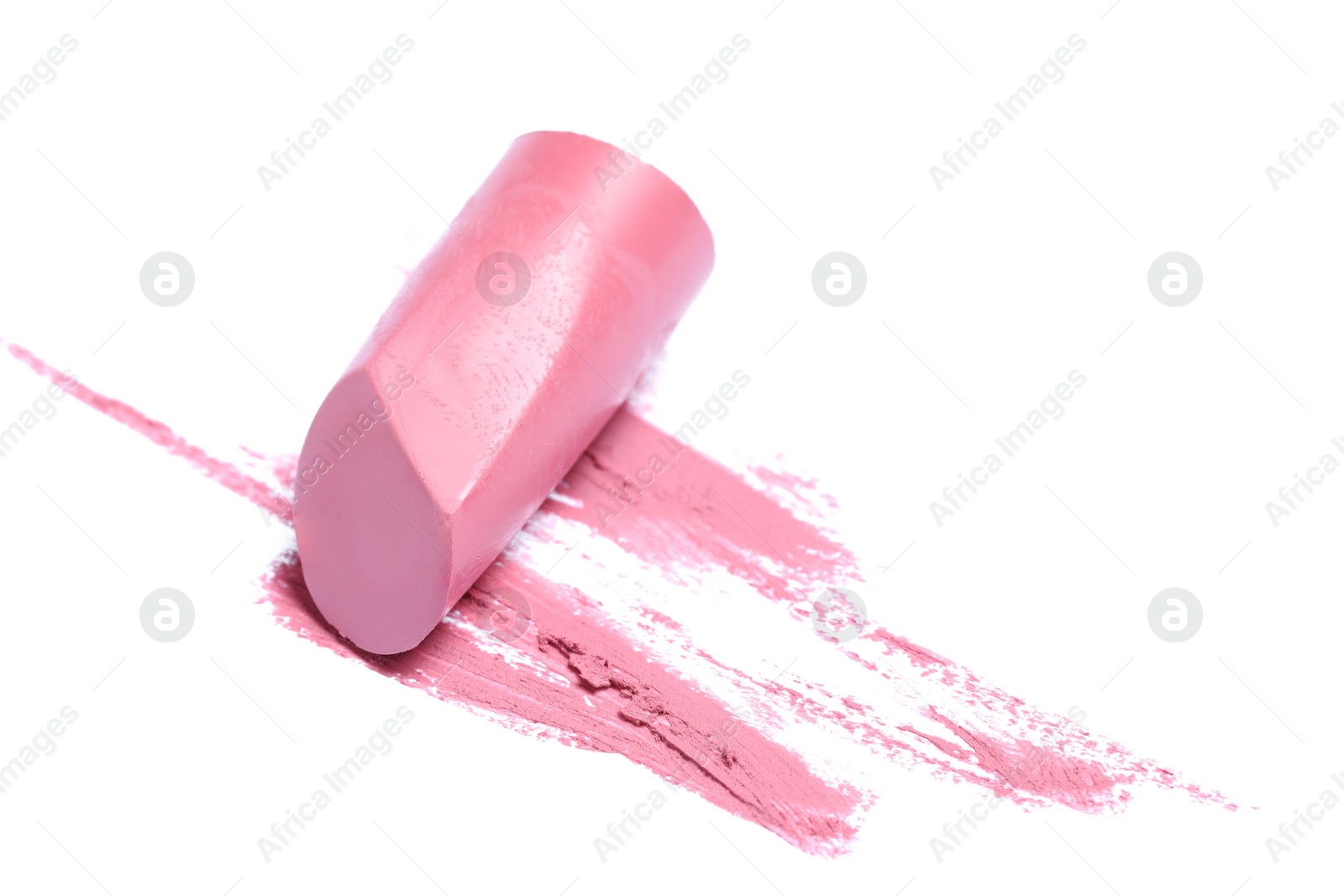 Photo of Beautiful lipstick and smear on white background