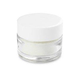 Photo of Rice loose face powder isolated on white. Makeup product