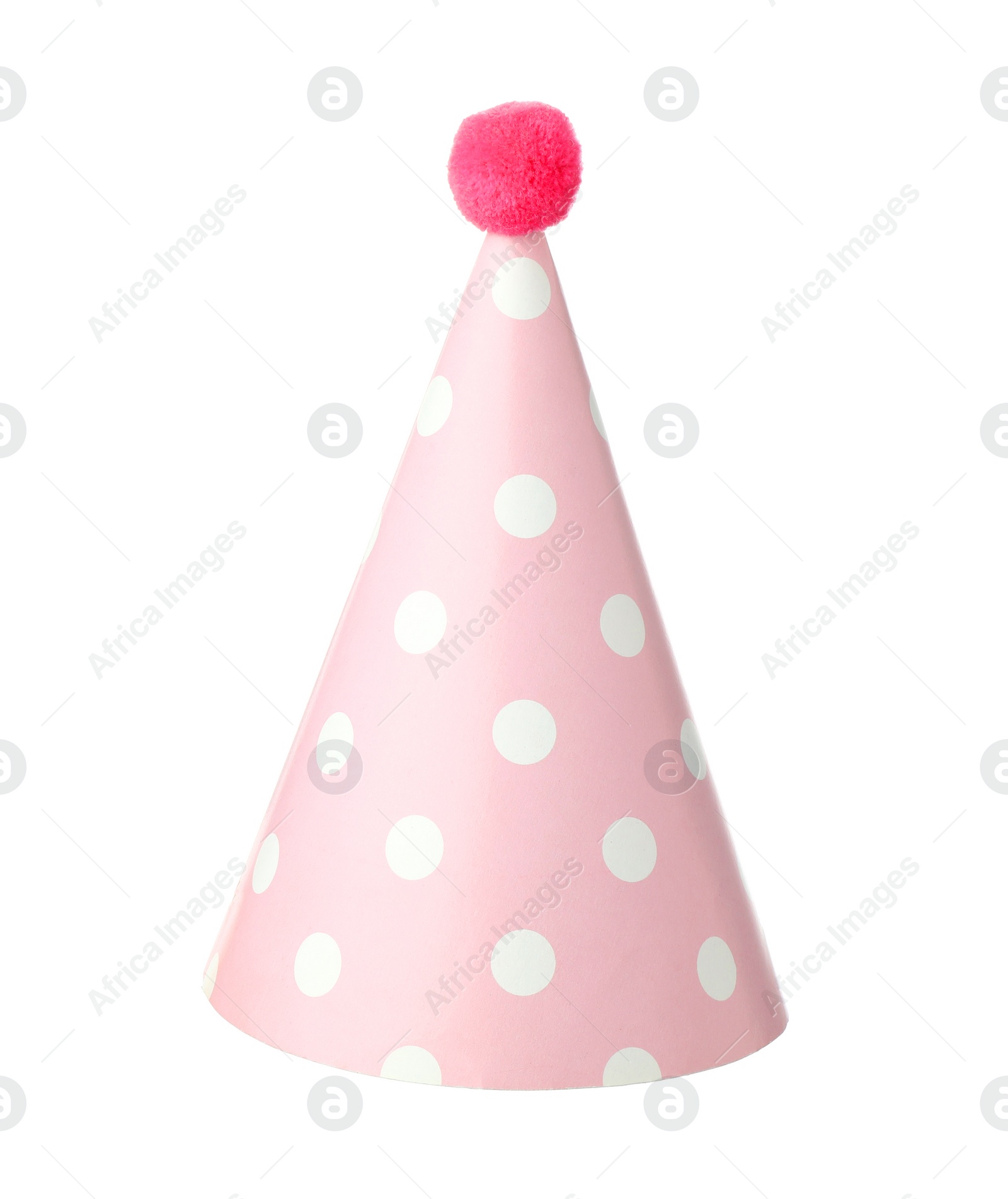 Photo of One pink party hat isolated on white