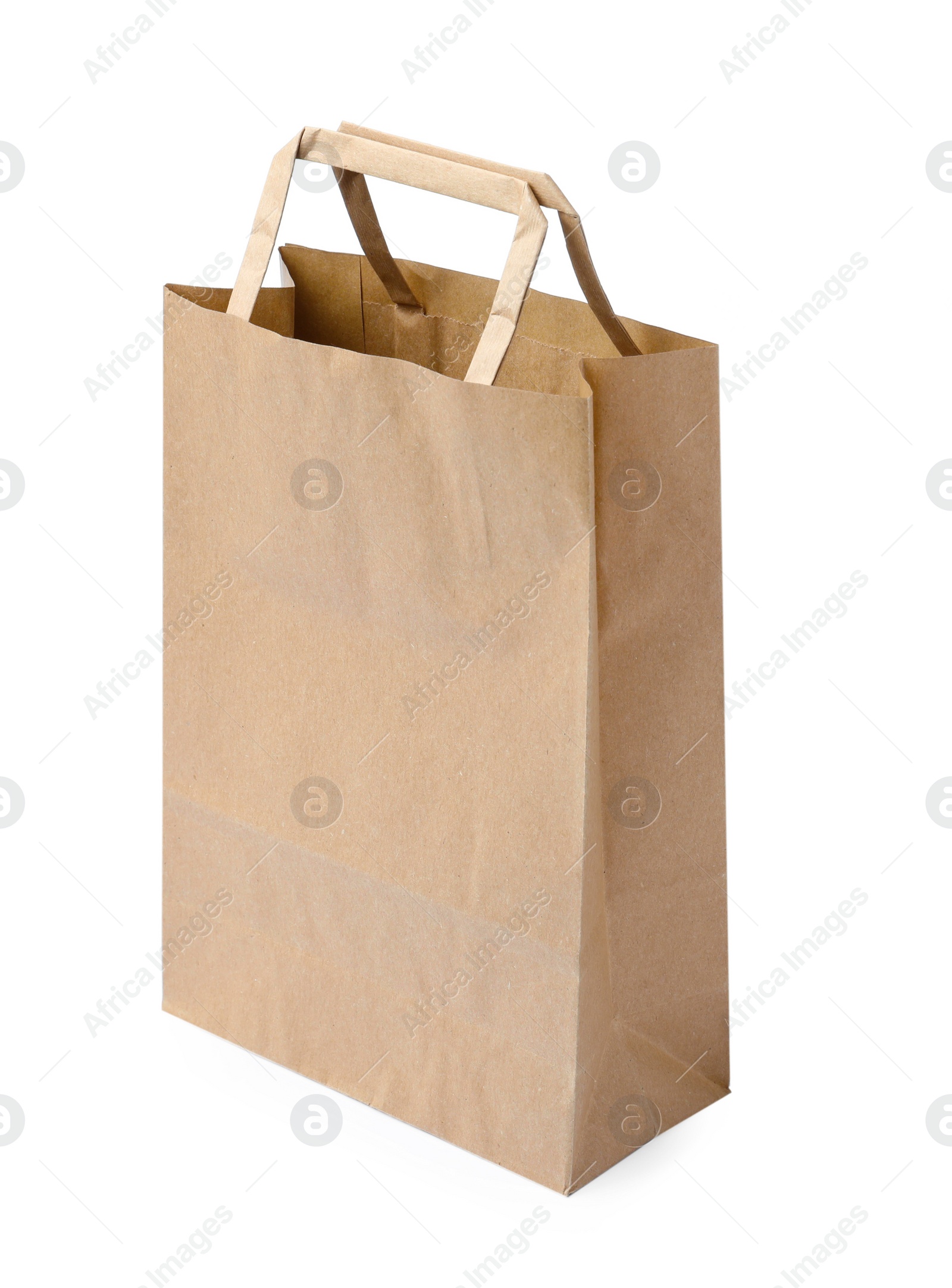 Photo of Kraft shopping paper bag isolated on white