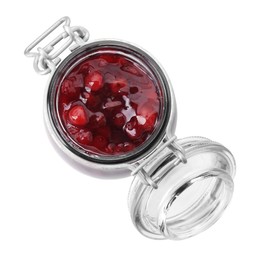 Fresh cranberry sauce in glass jar isolated on white, top view