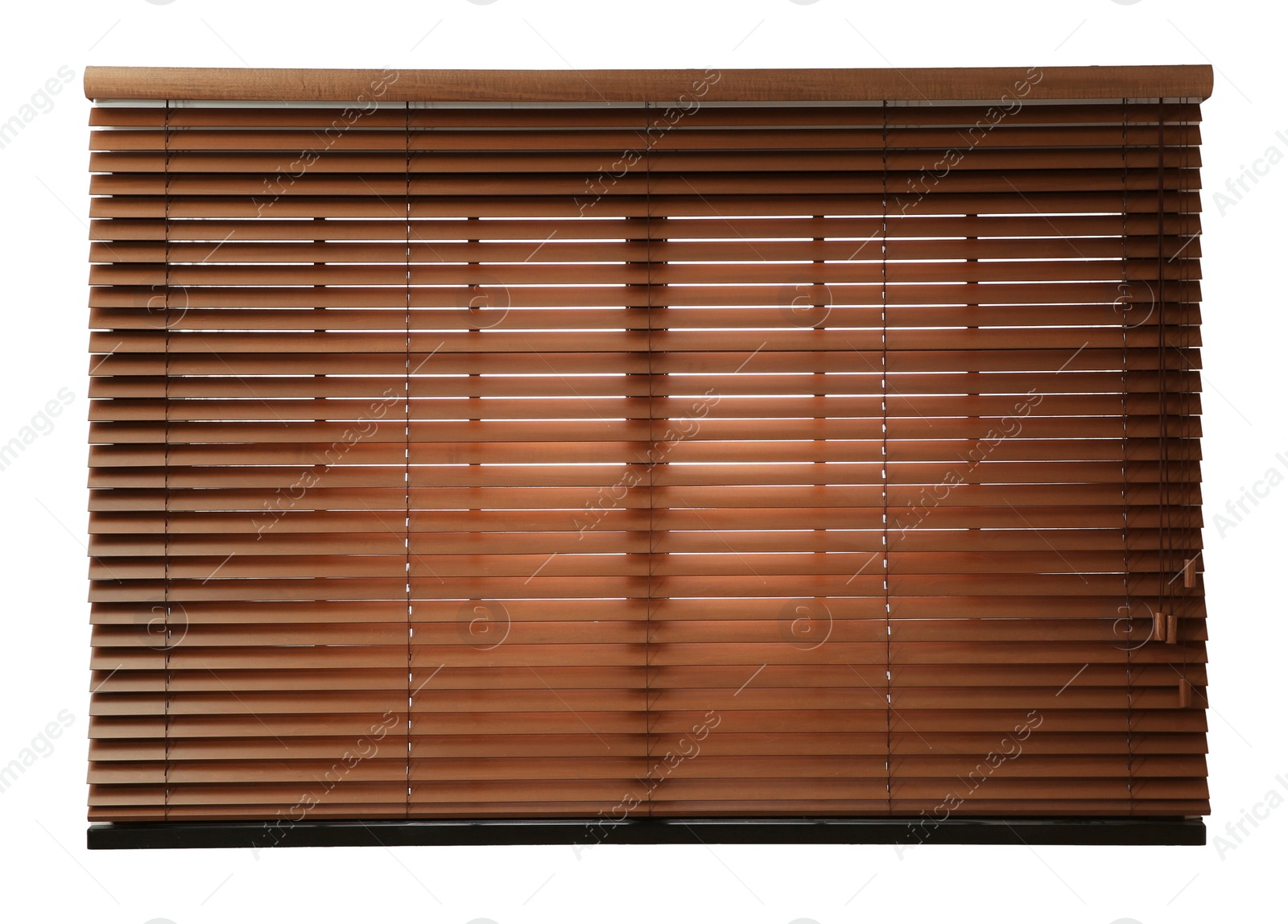 Image of Modern window with closed blinds on white background