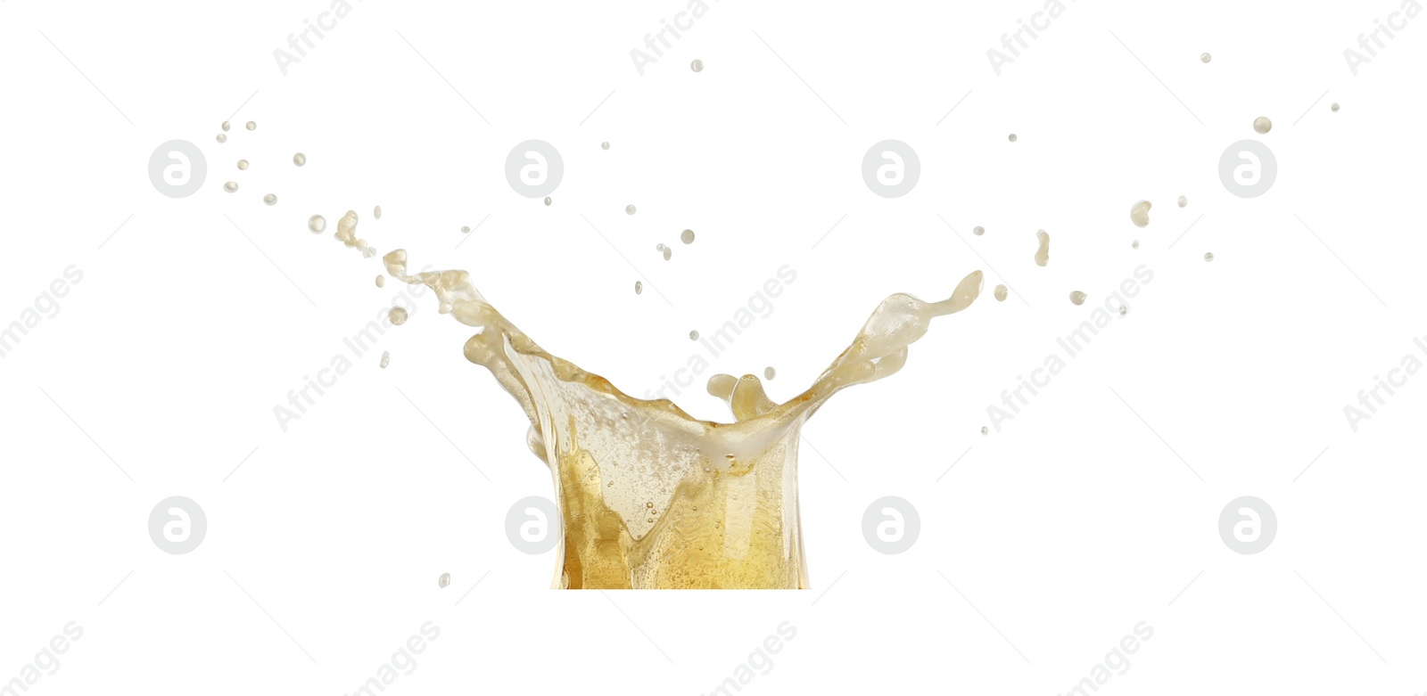 Image of Splash of tasty beer on white background. Banner design