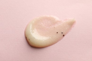 Photo of Sample of scrub on pink background, top view