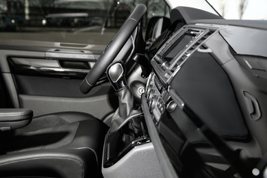 Photo of Closeup view of new modern car inside