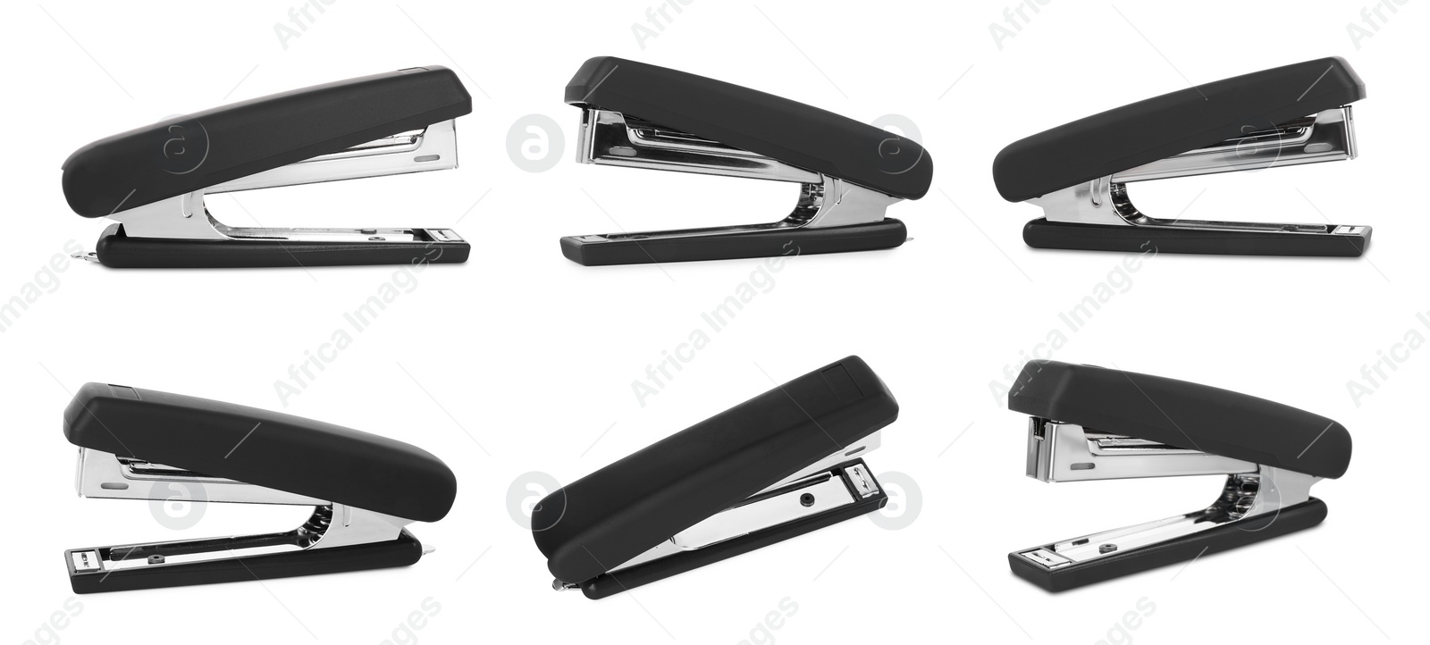 Image of Black stapler isolated on white, different sides