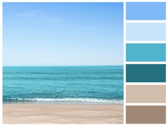 Image of Color palette appropriate to photo of calm sea on sunny day
