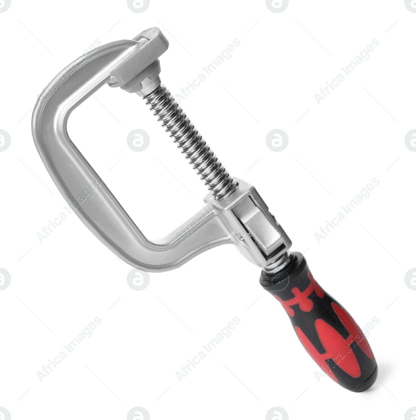 Photo of New clamp isolated on white. Construction tool