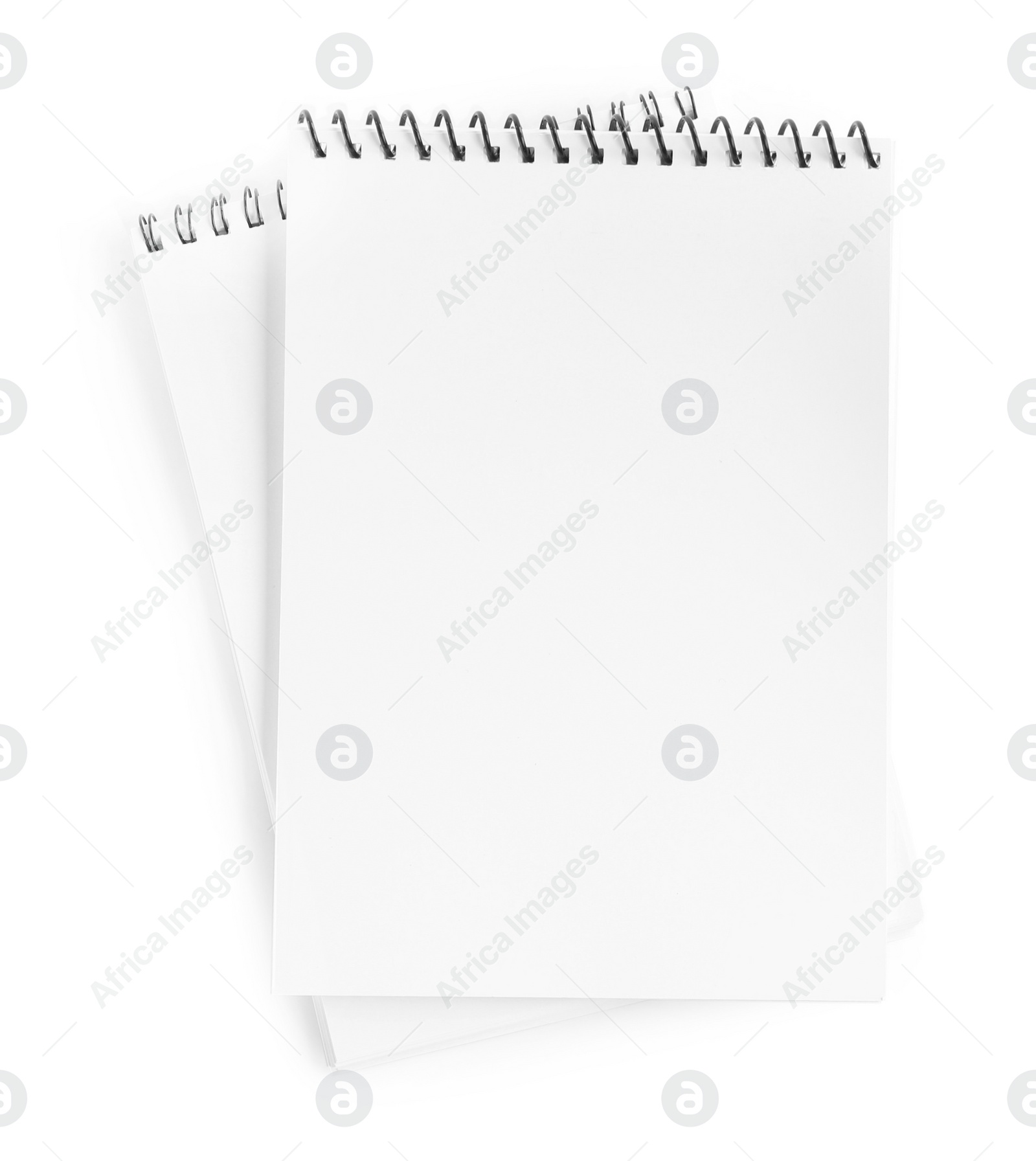 Photo of Two notebooks isolated on white, top view