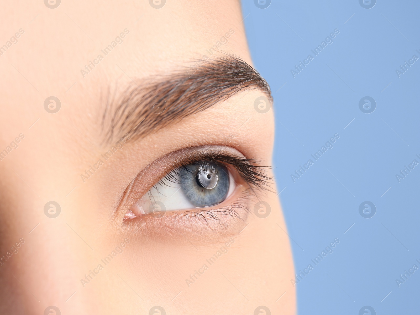 Photo of Beautiful woman with perfect eyebrow, closeup