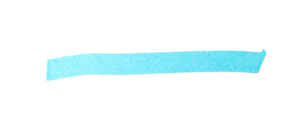 Strip drawn with light blue marker on white background, top view