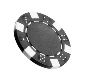 Photo of Black casino chip isolated on white. Poker game