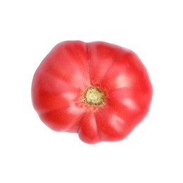 Whole ripe red tomato isolated on white,top view
