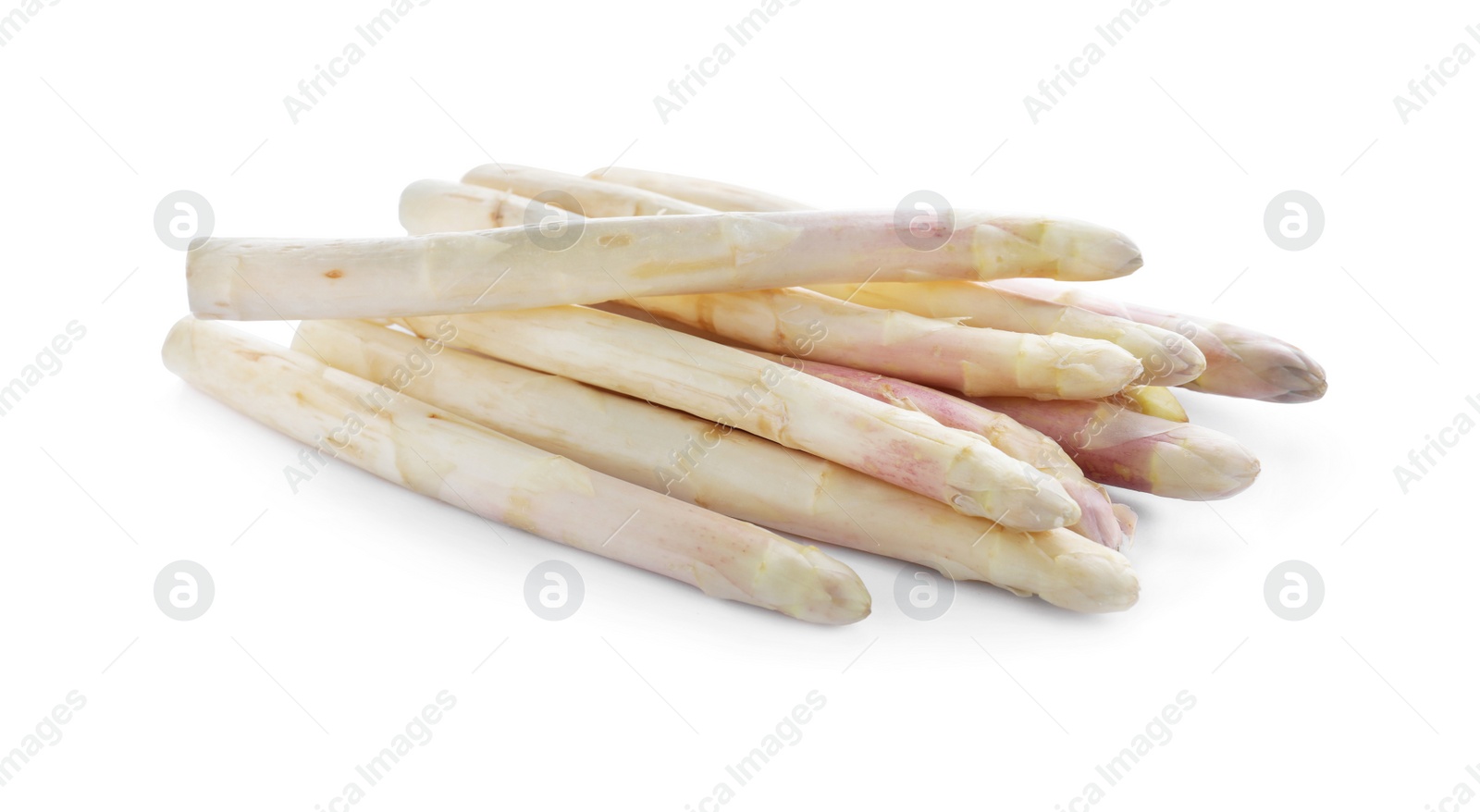 Photo of Pile of fresh raw asparagus isolated on white