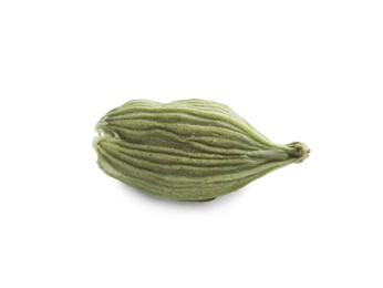 Dry green cardamom pod isolated on white, closeup