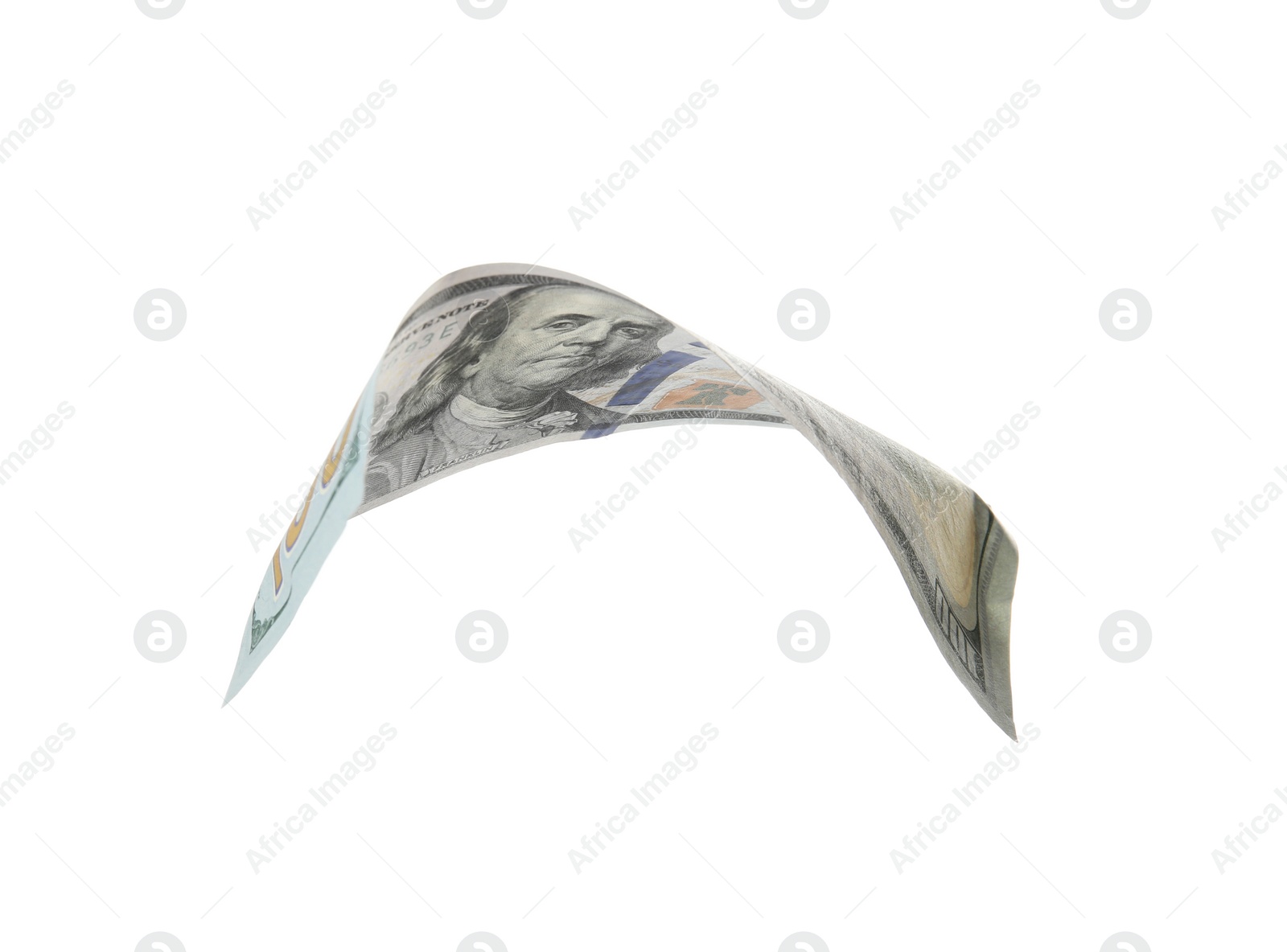 Photo of One hundred dollar banknote on white background. American national currency