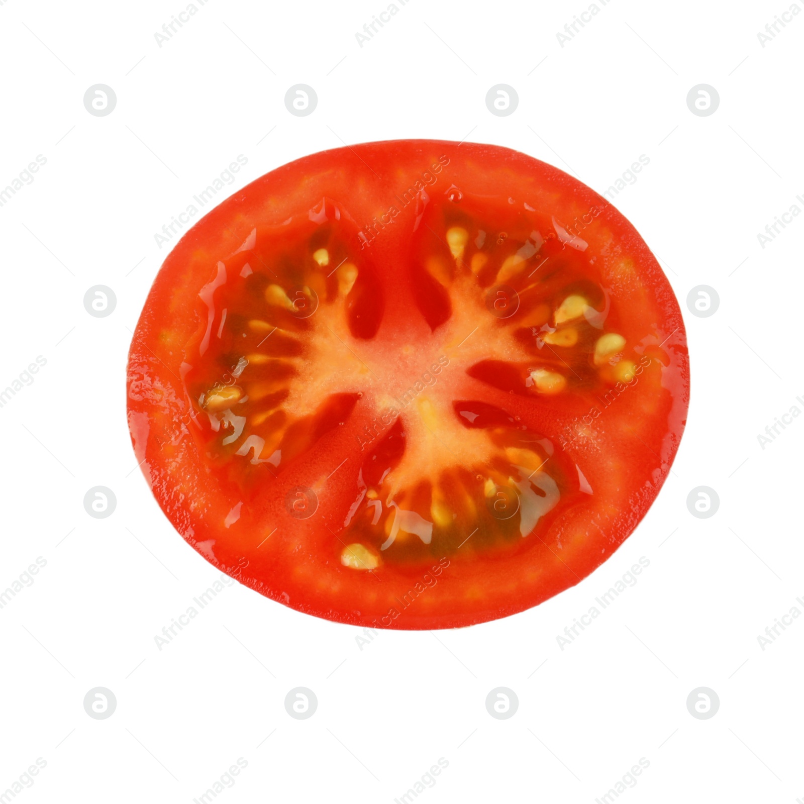 Half of ripe cherry tomato isolated on white Photo of Half of ripe cherry tomato isolated on white