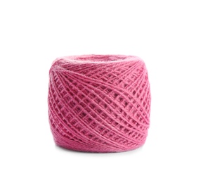 Photo of Clew of color knitting thread on white background