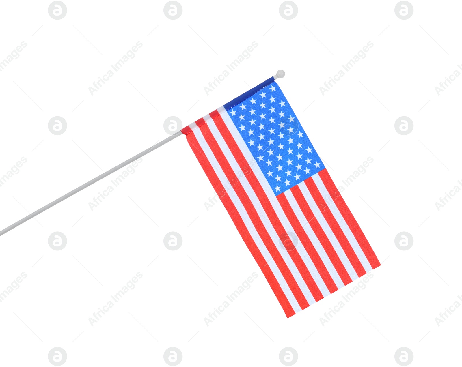 Photo of American flag on white background. National symbol