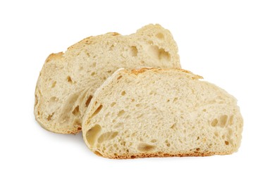 Photo of Slices of freshly baked sourdough bread isolated on white