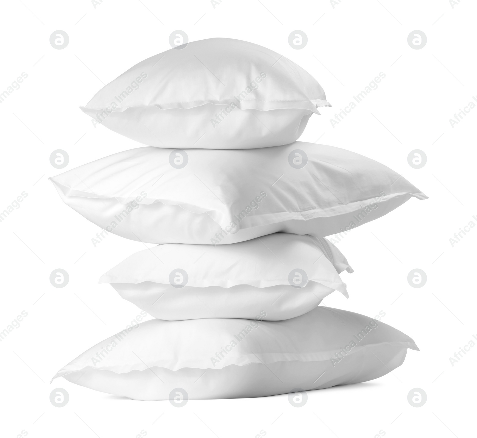 Photo of Stack of soft pillows isolated on white