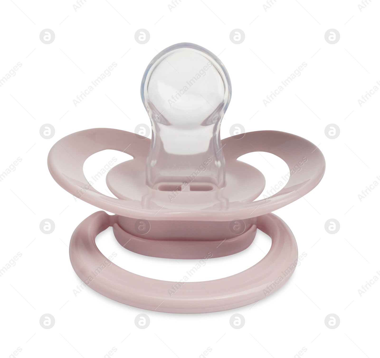 Photo of New pink baby pacifier isolated on white