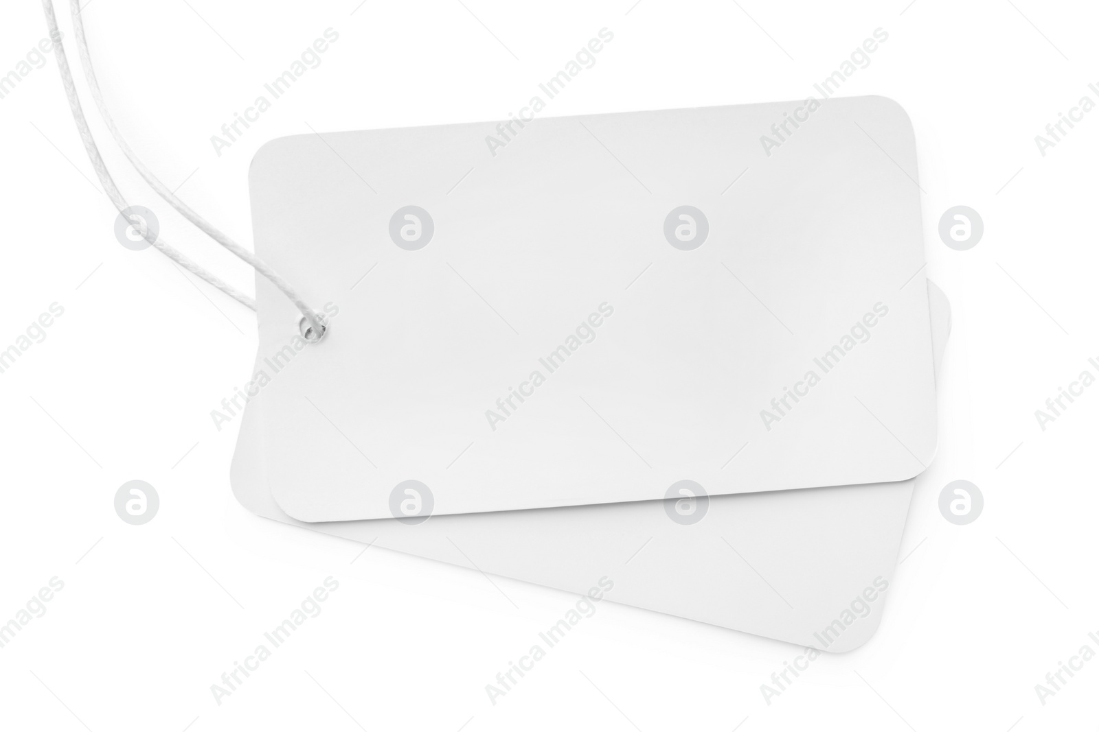 Photo of Cardboard tags with space for text isolated on white, top view