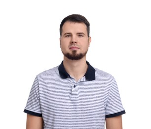 Portrait of young man on white background