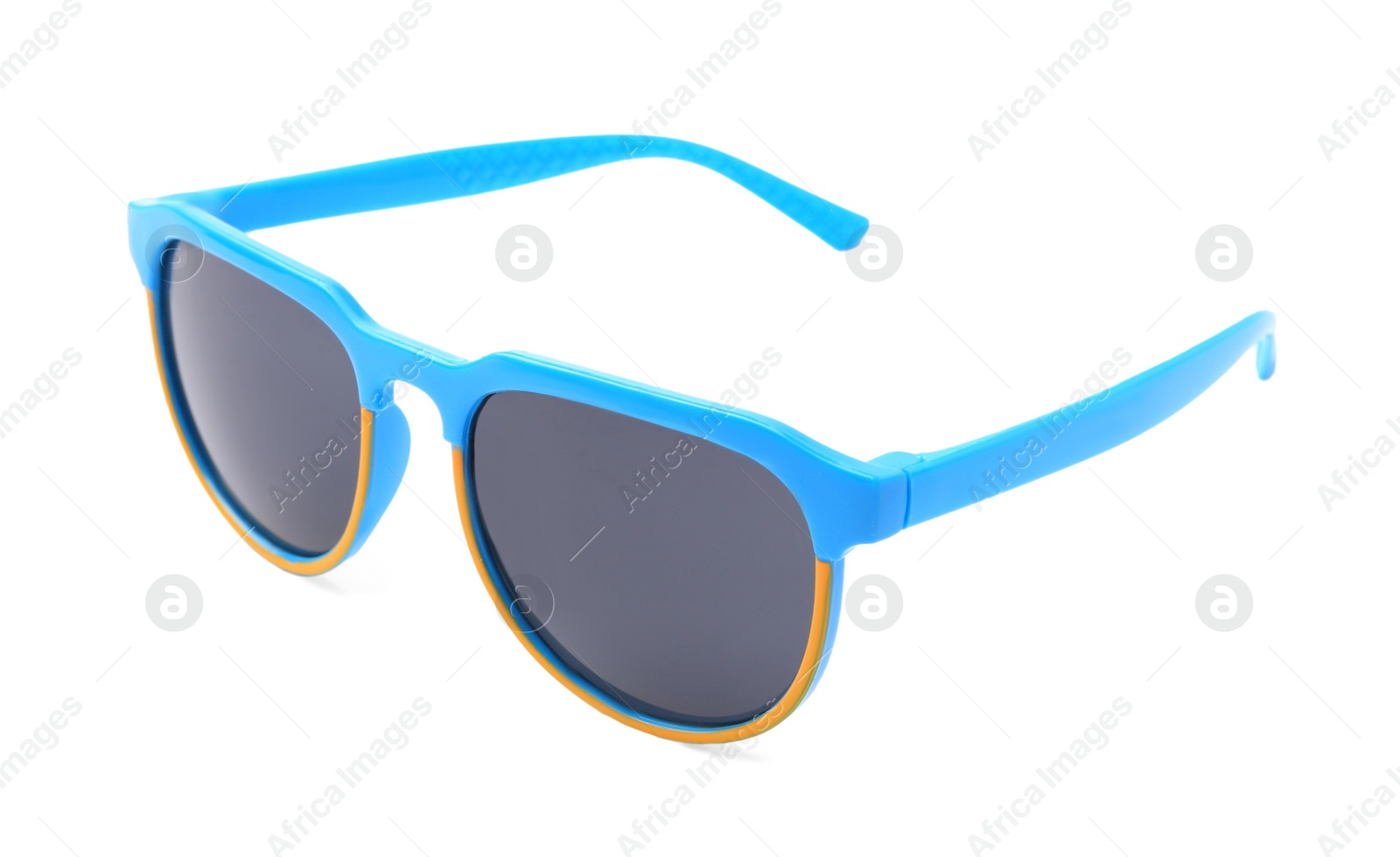 Photo of Stylish sunglasses isolated on white. Modern accessory