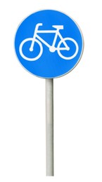 Image of Road sign route for bicycles isolated on white