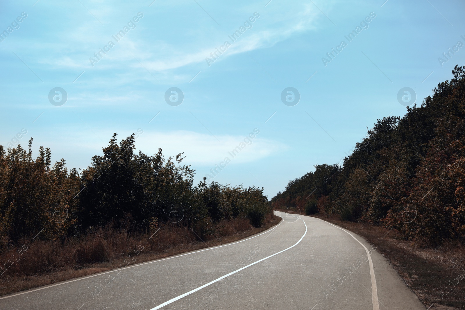 Photo of Beautiful view of empty asphalt highway. Road trip