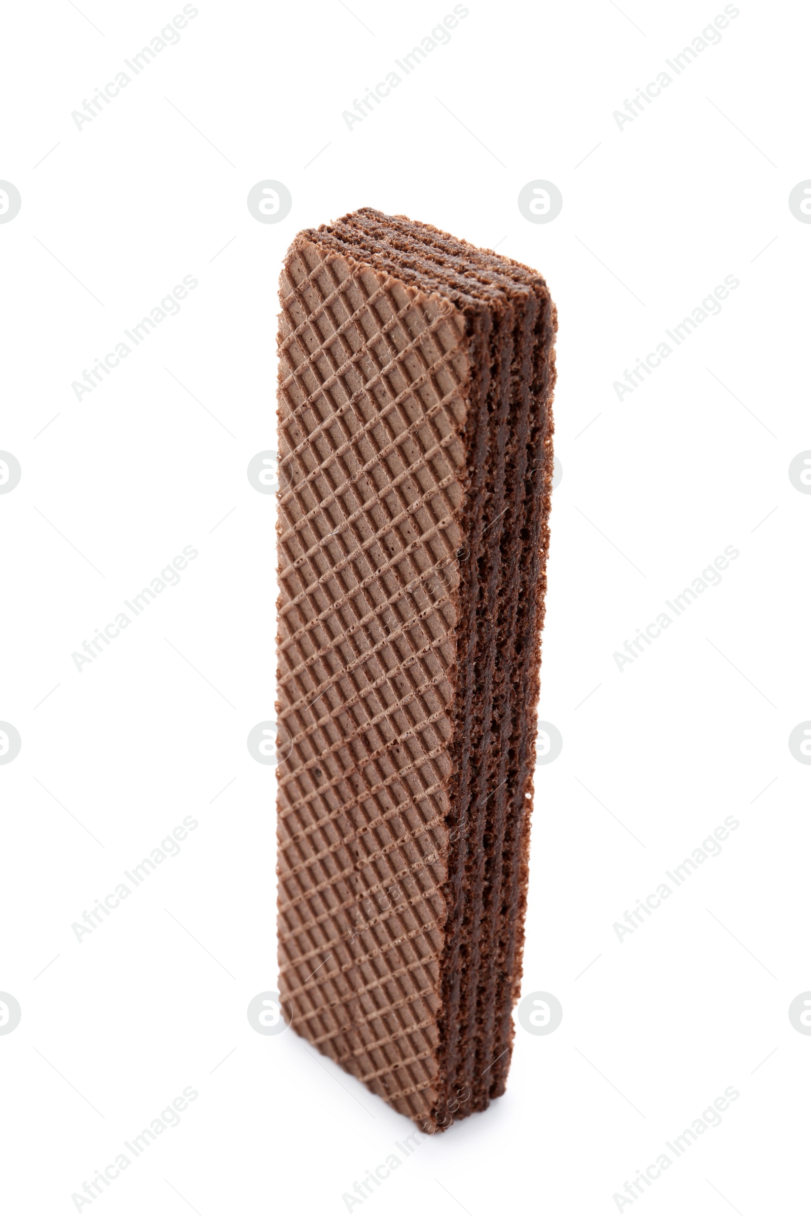 Photo of Delicious crispy wafer on white background. Sweet food