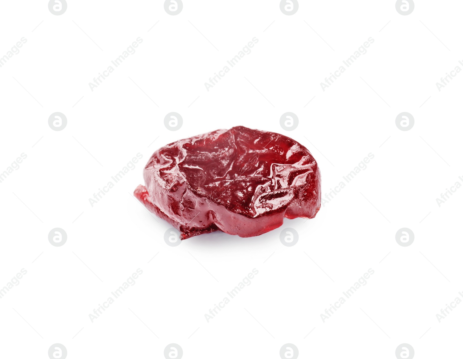 Photo of One tasty dried cranberry isolated on white