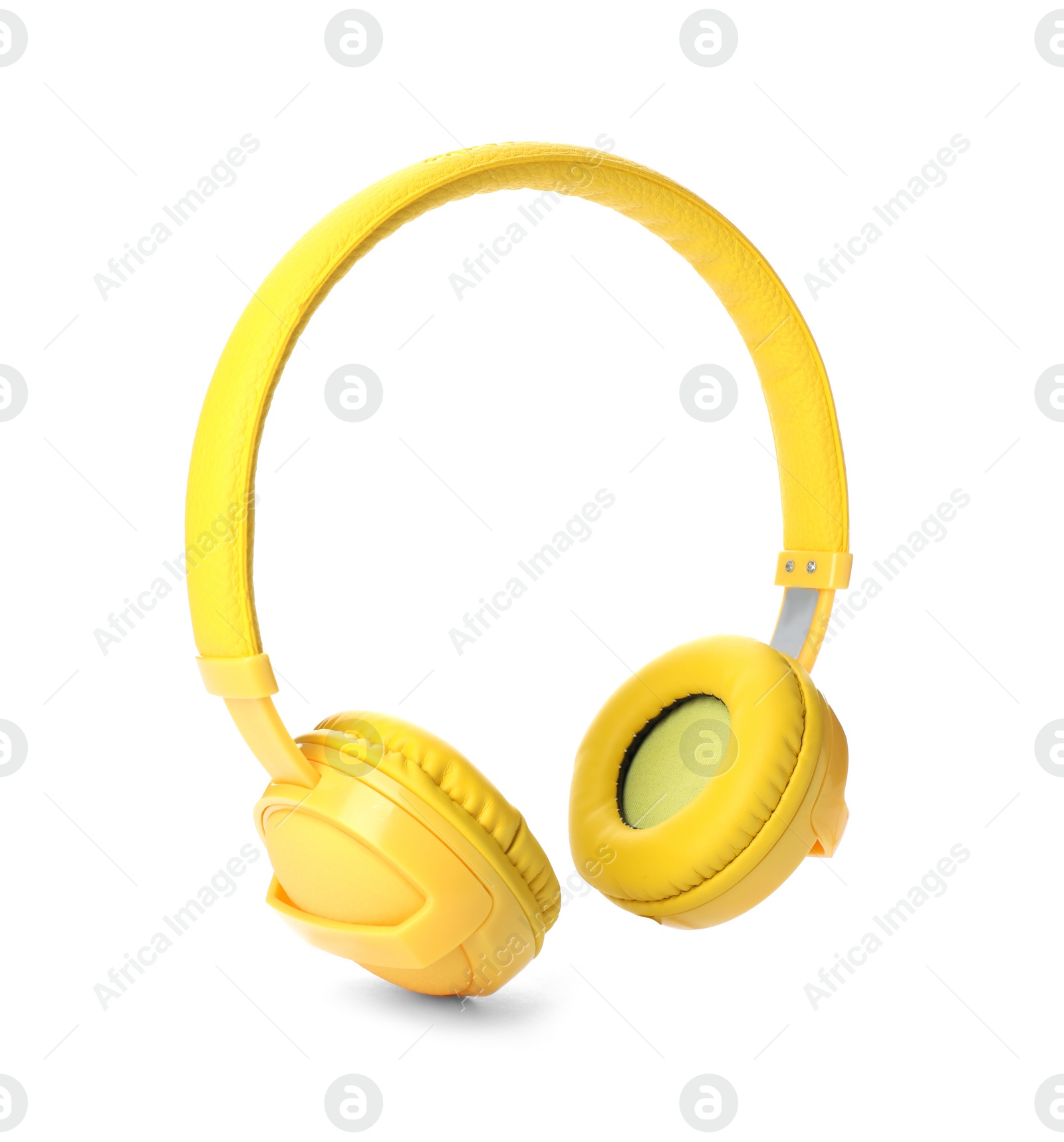 Photo of Stylish modern headphones with earmuffs on white background