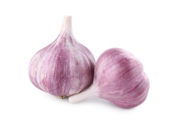 Photo of Heads of fresh garlic isolated on white