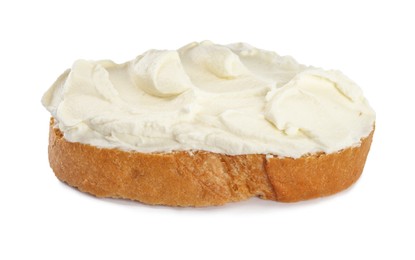 Toasted bread with cream cheese isolated on white