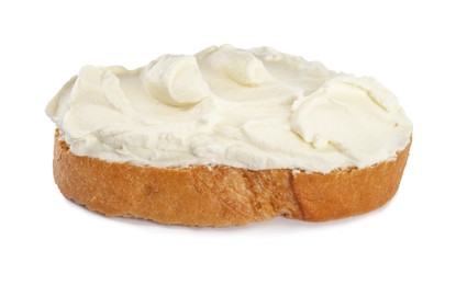 Photo of Toasted bread with cream cheese isolated on white