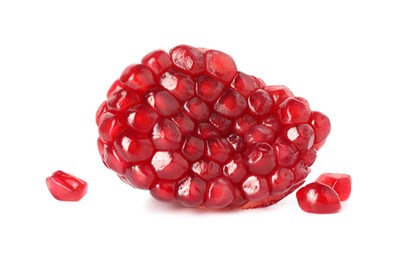 Fresh ripe pomegranate seeds isolated on white