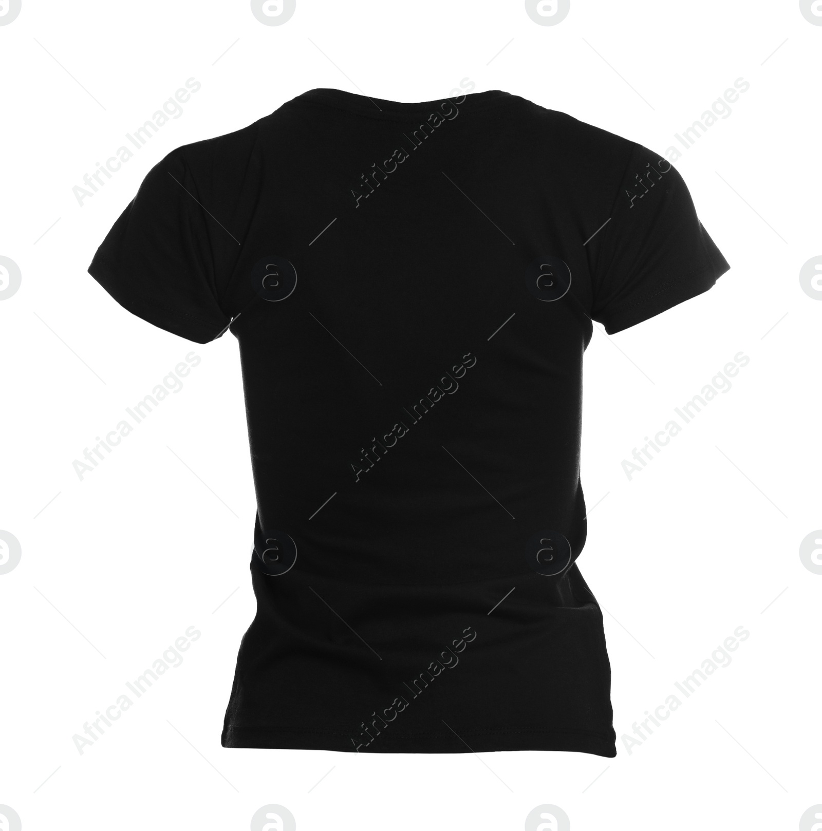 Photo of Mannequin with black women's t-shirt isolated on white. Mockup for design