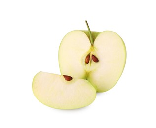 Photo of Tasty cut ripe apple isolated on white