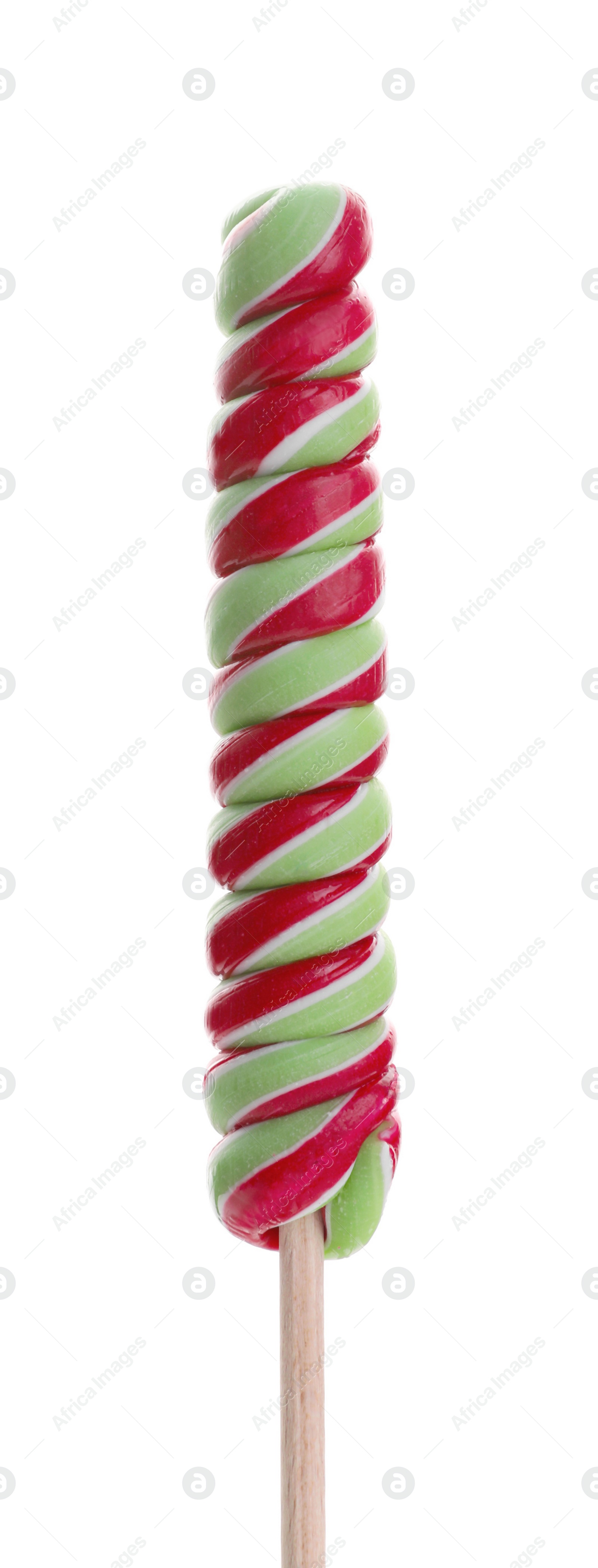 Photo of One delicious colorful lollipop isolated on white