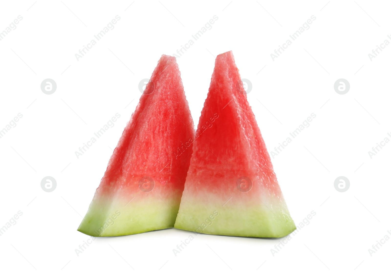 Photo of Slices of delicious ripe watermelon isolated on white