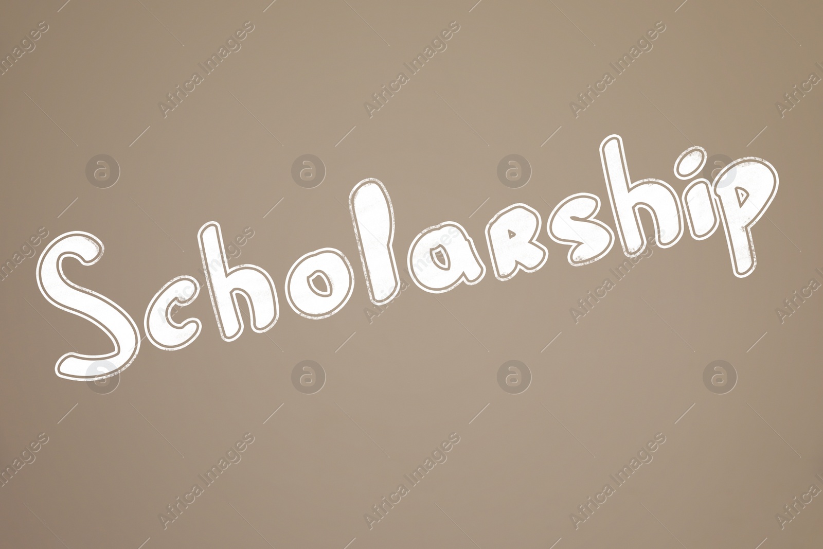 Illustration of Word SCHOLARSHIP written on light brown background