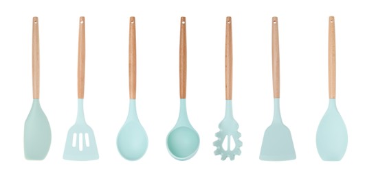 Set of kitchen tools on white background. Banner design