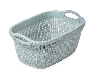 Photo of Empty plastic laundry basket isolated on white