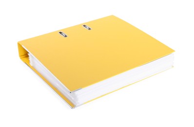 Photo of One yellow office folder isolated on white